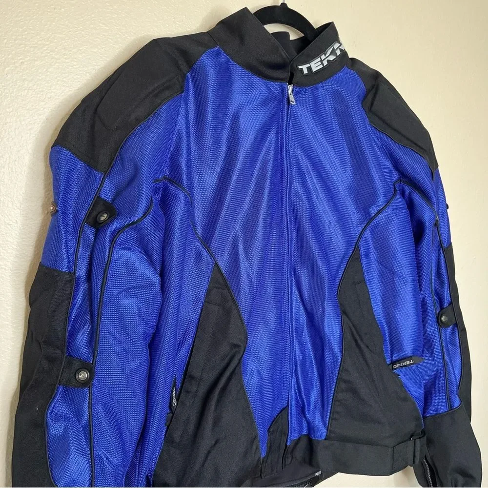 Teknic Padded Motorcycle Jacket Blue Black Adventure Riding Moto Armor Men 44